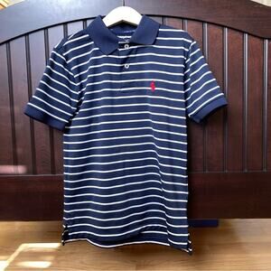 Polo Ralph Lauren Performance Polo Navy Blue and White Stripes Boys Size 8